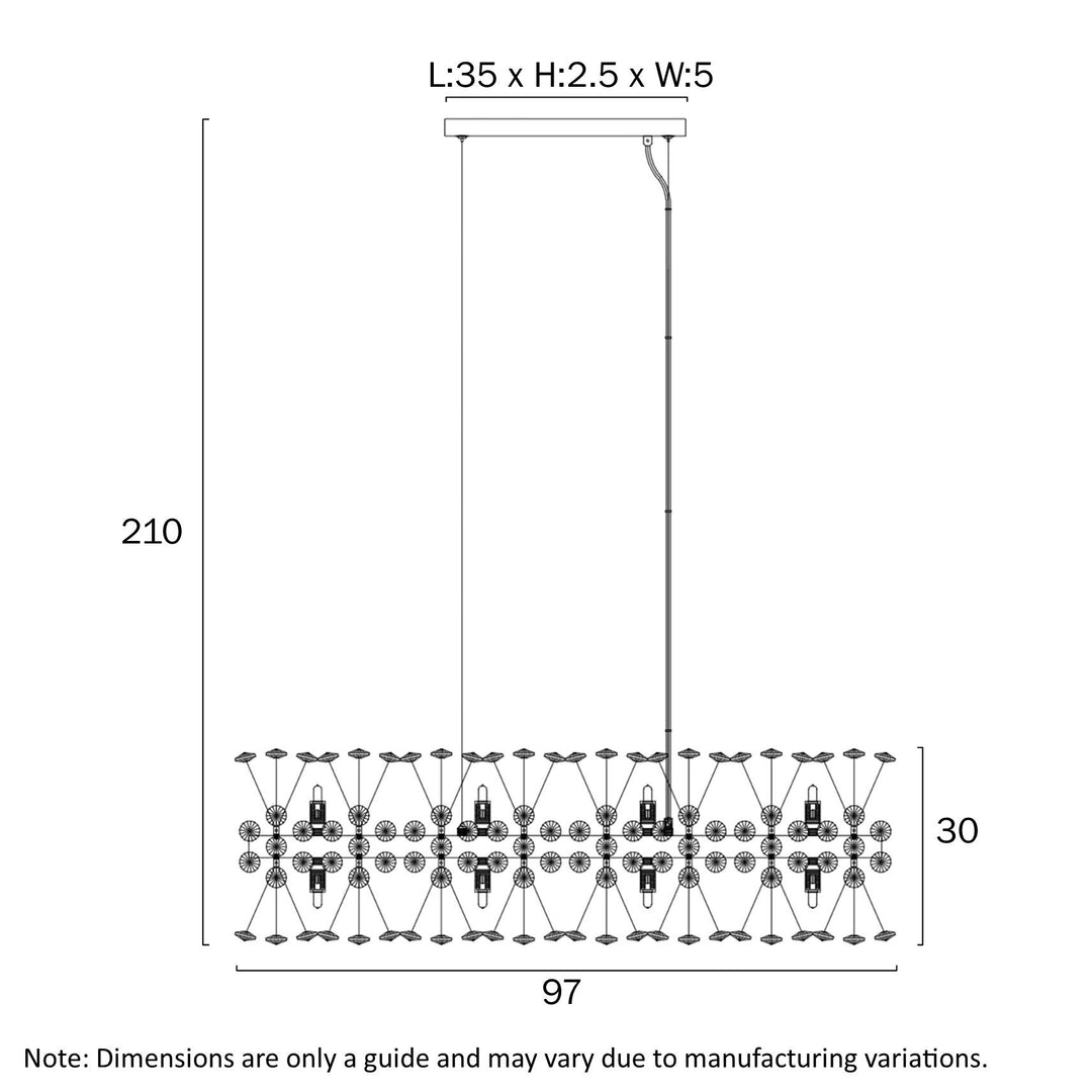Telbix LERIDA 12 LIGHT RECTANGULAR PENDANT GOLD Pendant