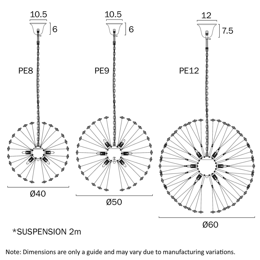 Telbix LERIDA 12 LIGHT ROUND PENDANT GOLD Pendant