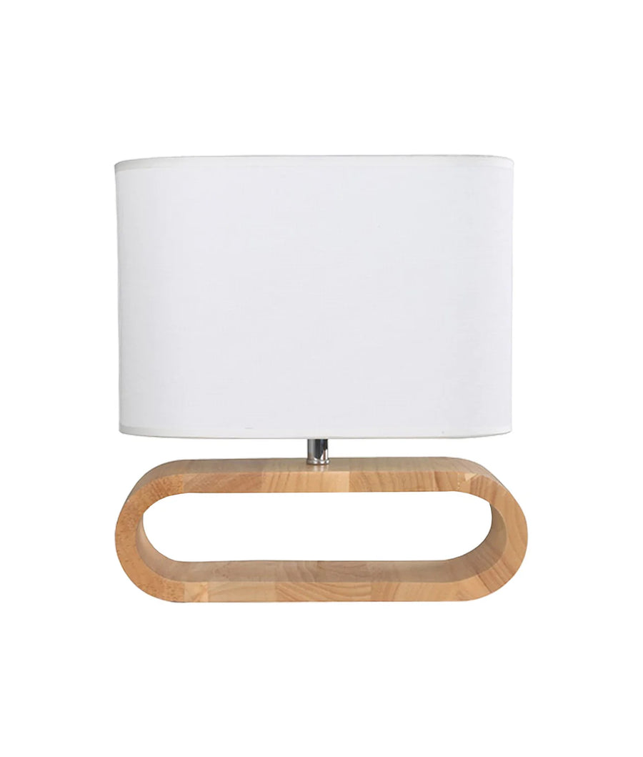 LOTUS: Blonde / Dark Wood Cloth Shade Table Lamps White TABLE LAMP