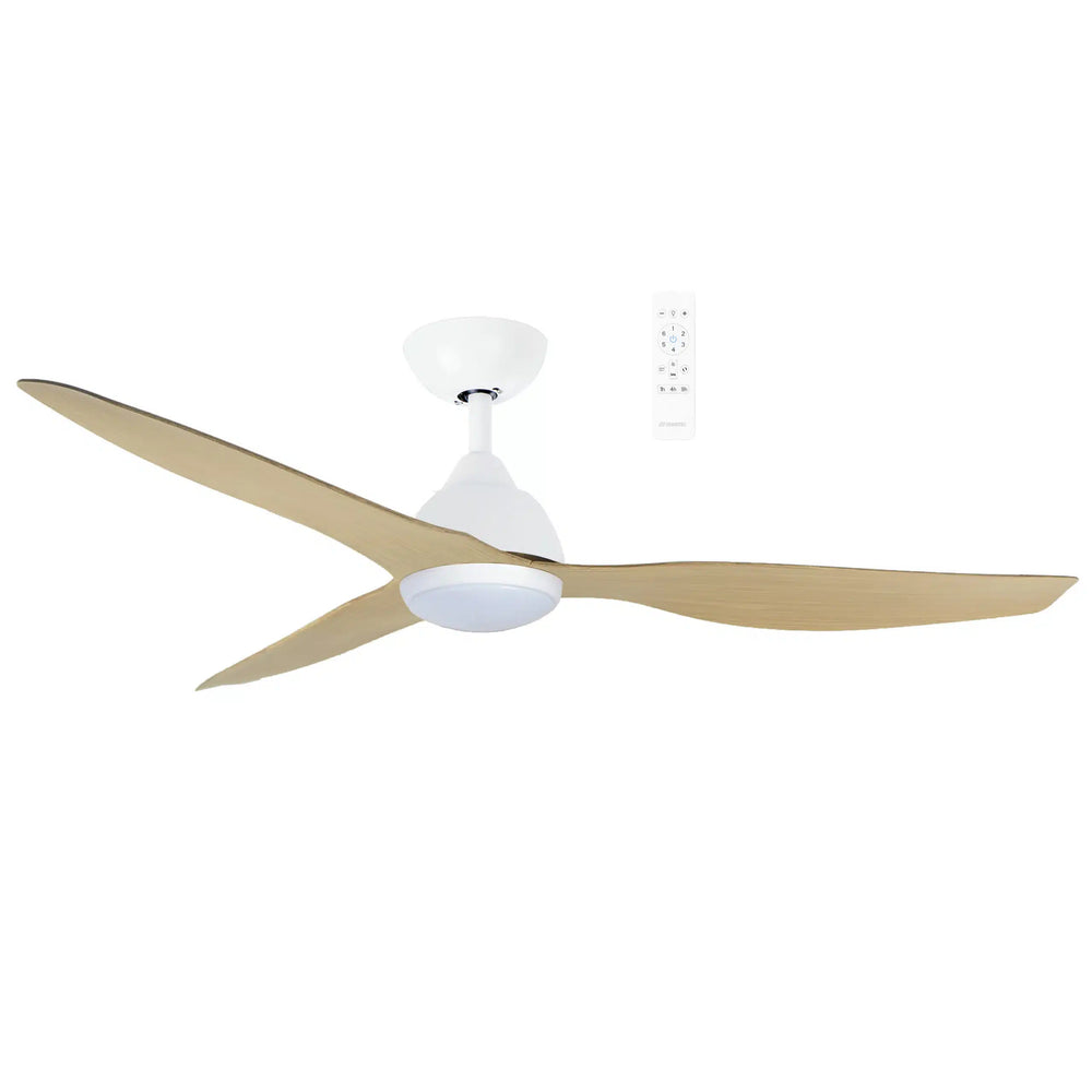 Avoca DC 48″ & 52″ Smart Ceiling Fan With WIFI Remote Control + LED Light White with Oak Celling Fan
