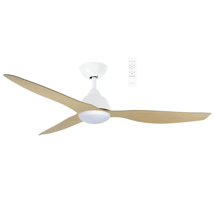 Avoca DC 48″ & 52″ Smart Ceiling Fan With WIFI Remote Control + LED Light White with Oak Celling Fan