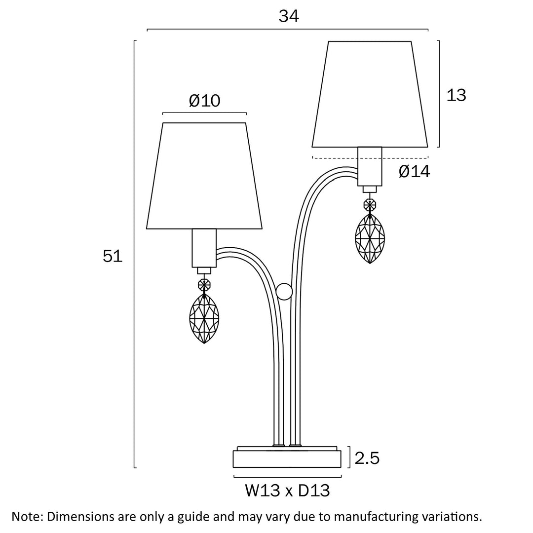 MALVERN 2 LIGHT TABLE LAMP TABLE LAMP