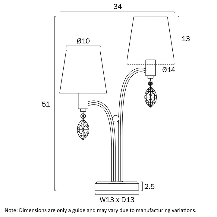 MALVERN 2 LIGHT TABLE LAMP TABLE LAMP