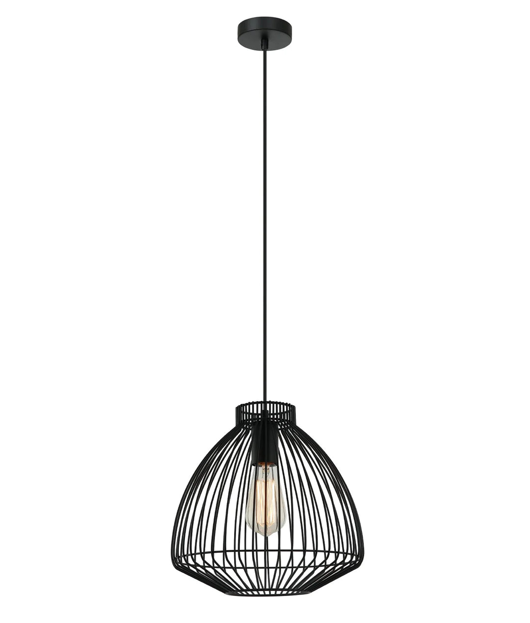 MANU: Modern Interior Cone (Concave) Wire Cage Pendant Lights Black pendant