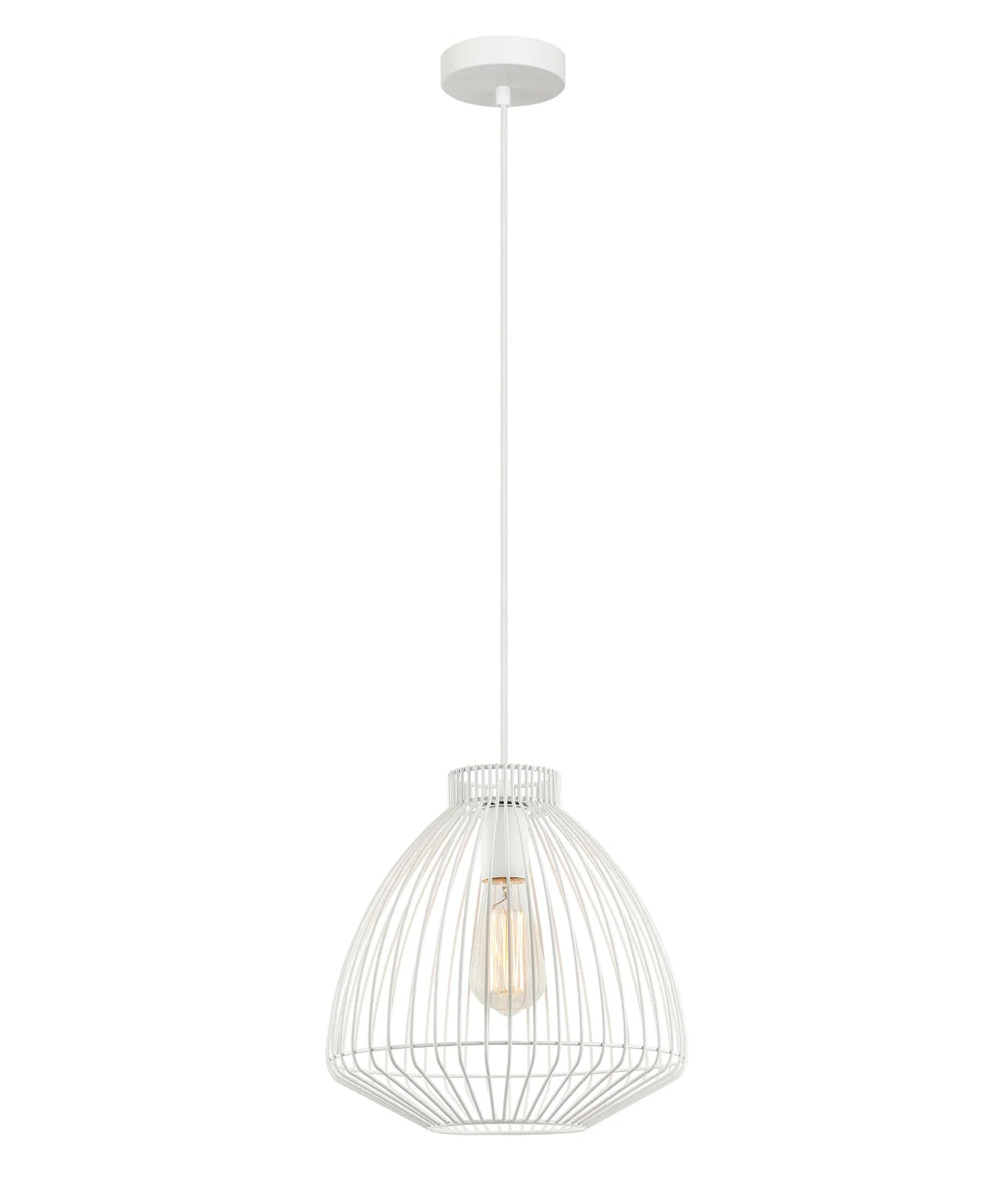 MANU: Modern Interior Cone (Concave) Wire Cage Pendant Lights White pendant
