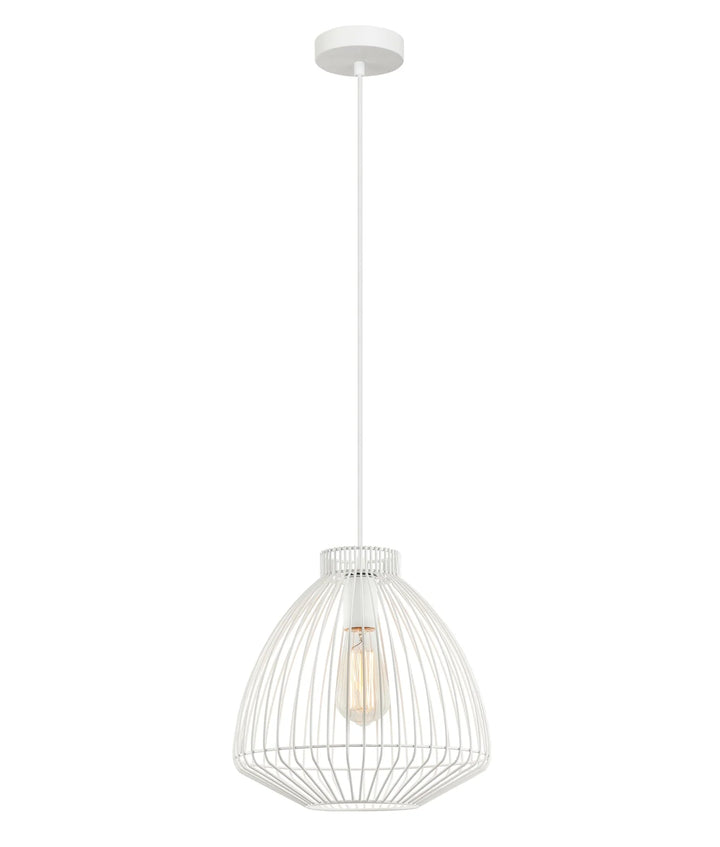 MANU: Modern Interior Cone (Concave) Wire Cage Pendant Lights White pendant