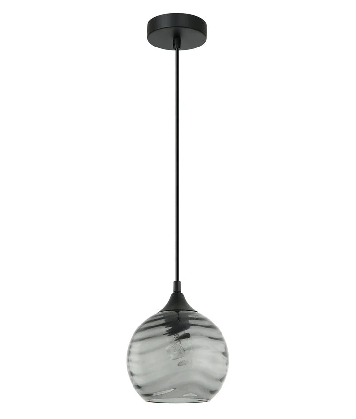 MARBRE: Modern Retro Interior Wine Glass Wavy Glass Pendant Lights Smokey Black Pendant
