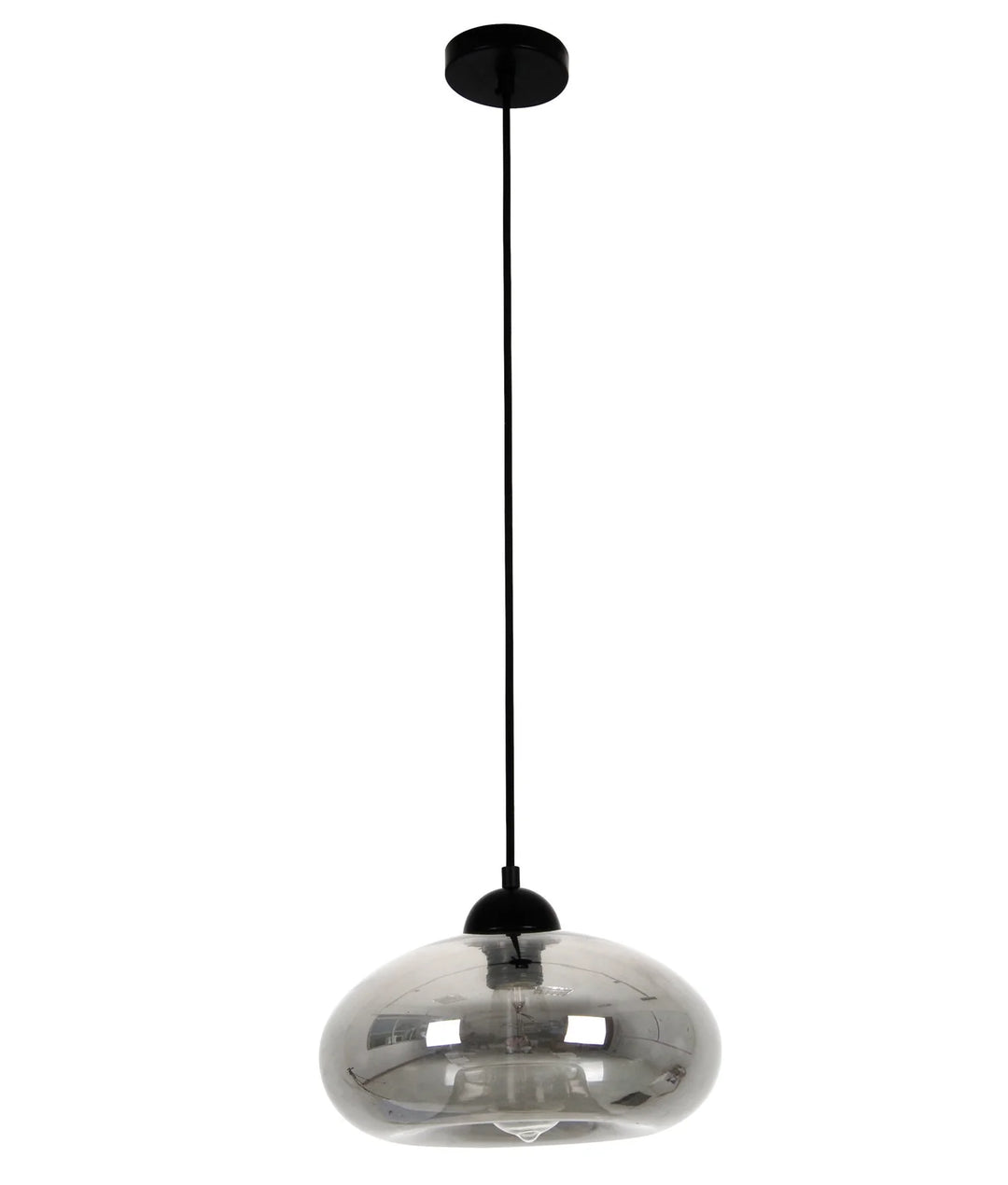 MASON: Modern Retro Oval Glass Pendant Lights Smokey Black Pendant