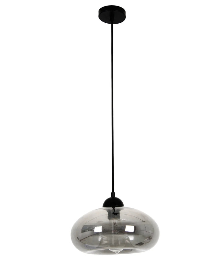 MASON: Modern Retro Oval Glass Pendant Lights Smokey Black Pendant