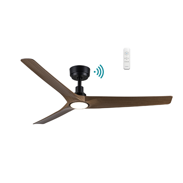 Cordoba DC 52″ Smart Ceiling Fan With WIFI Remote Control+LED light Matte Black with Walnut Ceiling Fan