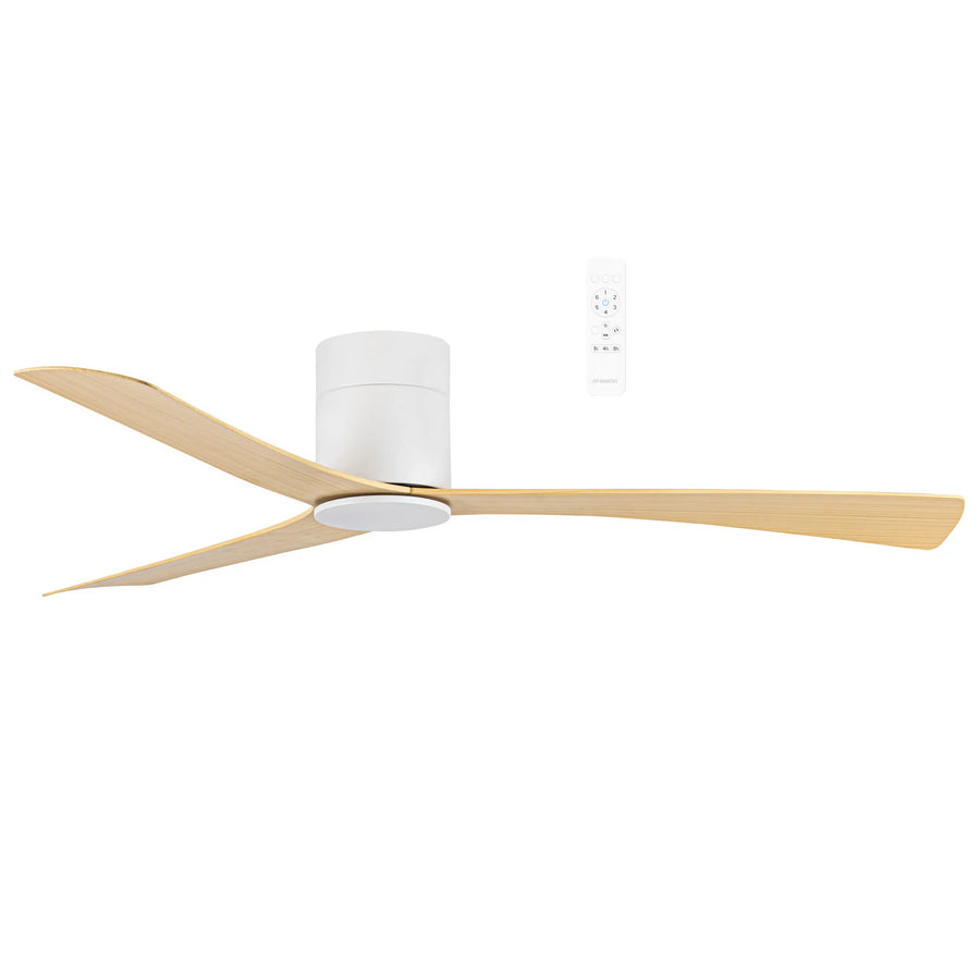 Metro DC 52″ Smart Ceiling Fan With WIFI Remote Control Matte White with Oak Ceiling Fan