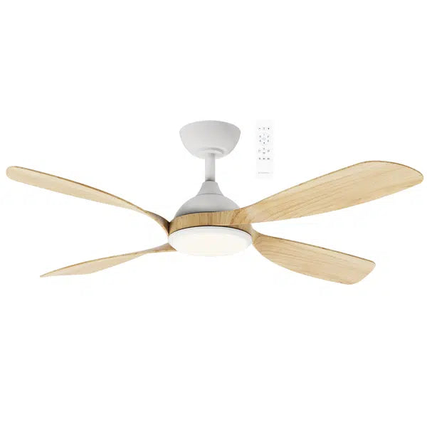 Hampton DC 52″ Smart Ceiling Fan With WIFI Remote Control + LED light White with Oak Ceiling Fan