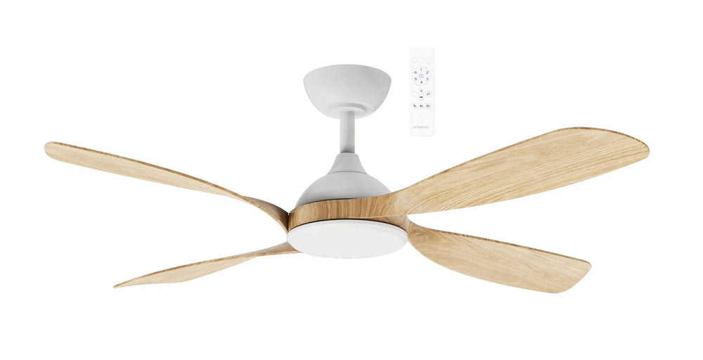 Hampton DC 52″ Smart Ceiling Fan With WIFI Remote Control White with Oak Celling Fan