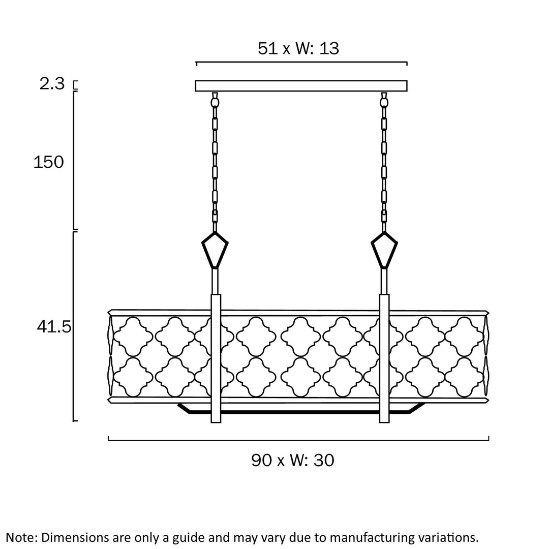 TELBIX MIMOSA RECTANGLE 6LT PENDANT Pendant