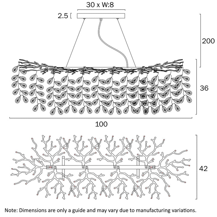 Telbix MOLENA 10 LIGHT RECTANGULAR PENDANT Pendant