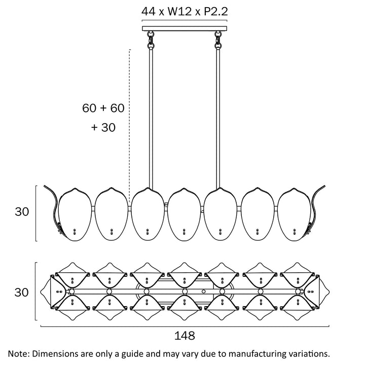 MONTE 16 LIGHT RECTANGLE PENDANT Pendant
