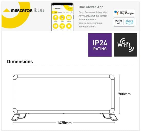 Mercator Ikuü 2400W Smart WIFI Panel Heater Heater