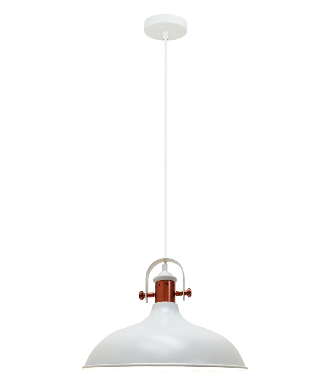 NARVIK: Industrial Scandinavian Dome Shape With Copper Plating Pendant Lights Matte White Pendant