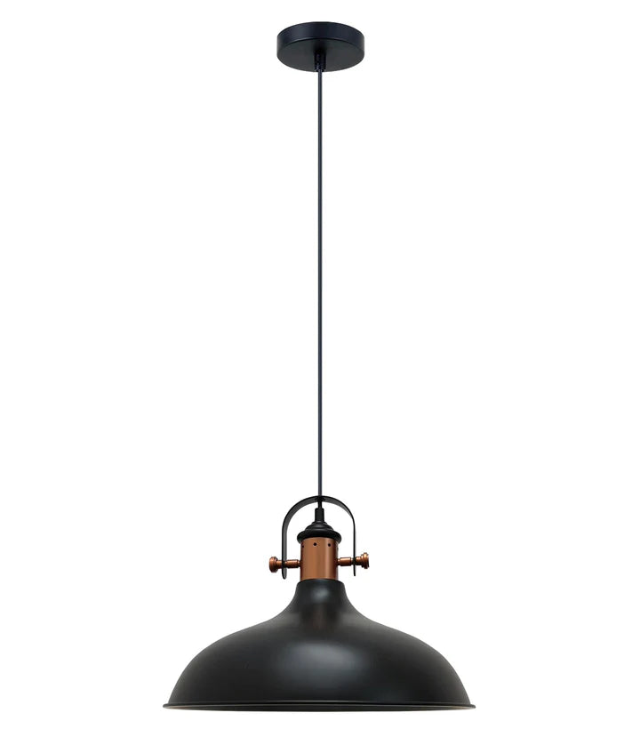 NARVIK: Industrial Scandinavian Dome Shape With Copper Plating Pendant Lights Matte Black Pendant