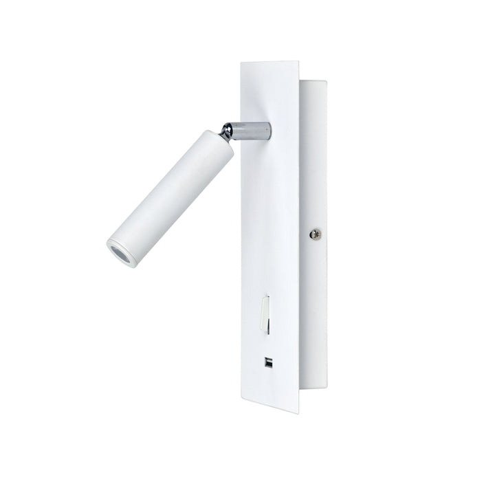 HOTEL 3W LED Spot with USB & Switch Black White WALL LIGHT