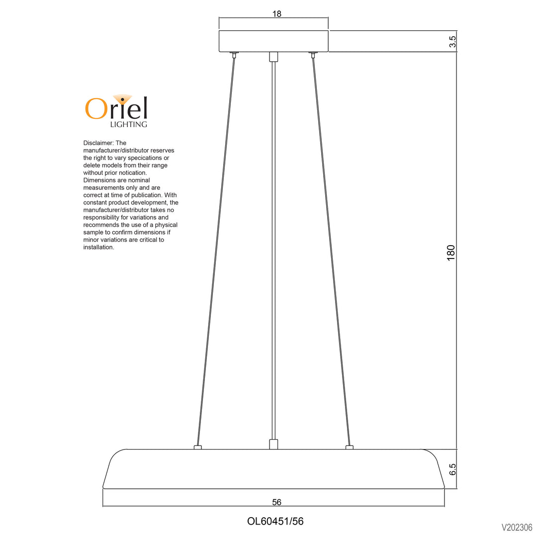 MADISON.56 36W Dimmable TriColour LED Pendant Pendant