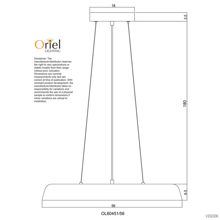 MADISON.56 36W Dimmable TriColour LED Pendant Pendant