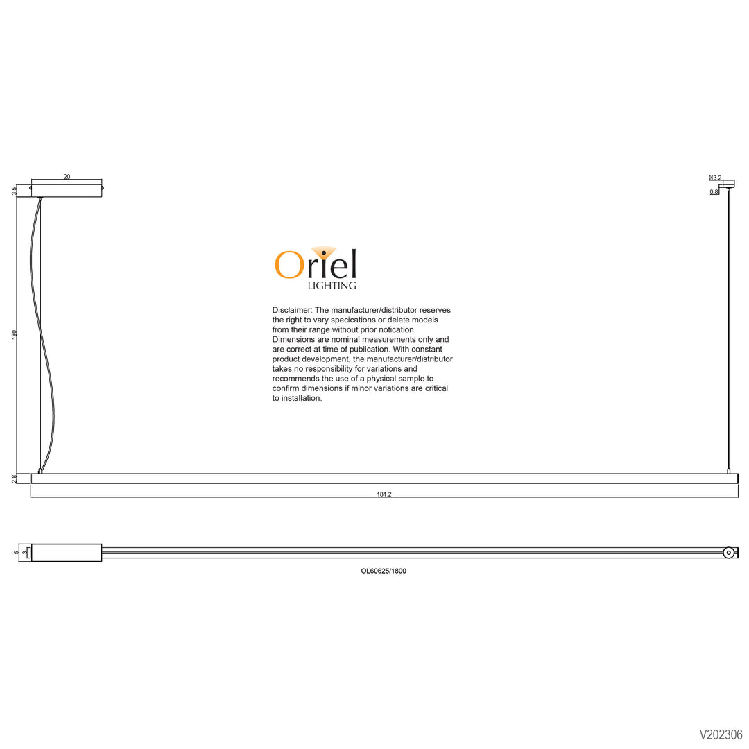 SHARD.1800 CTS Slimline TriColour LED Pendant Pendant