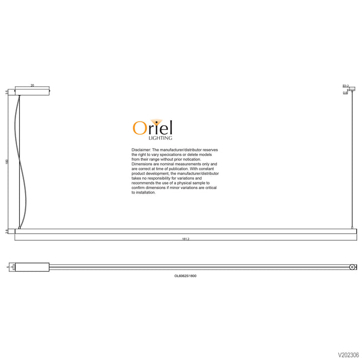SHARD.1800 CTS Slimline TriColour LED Pendant Pendant