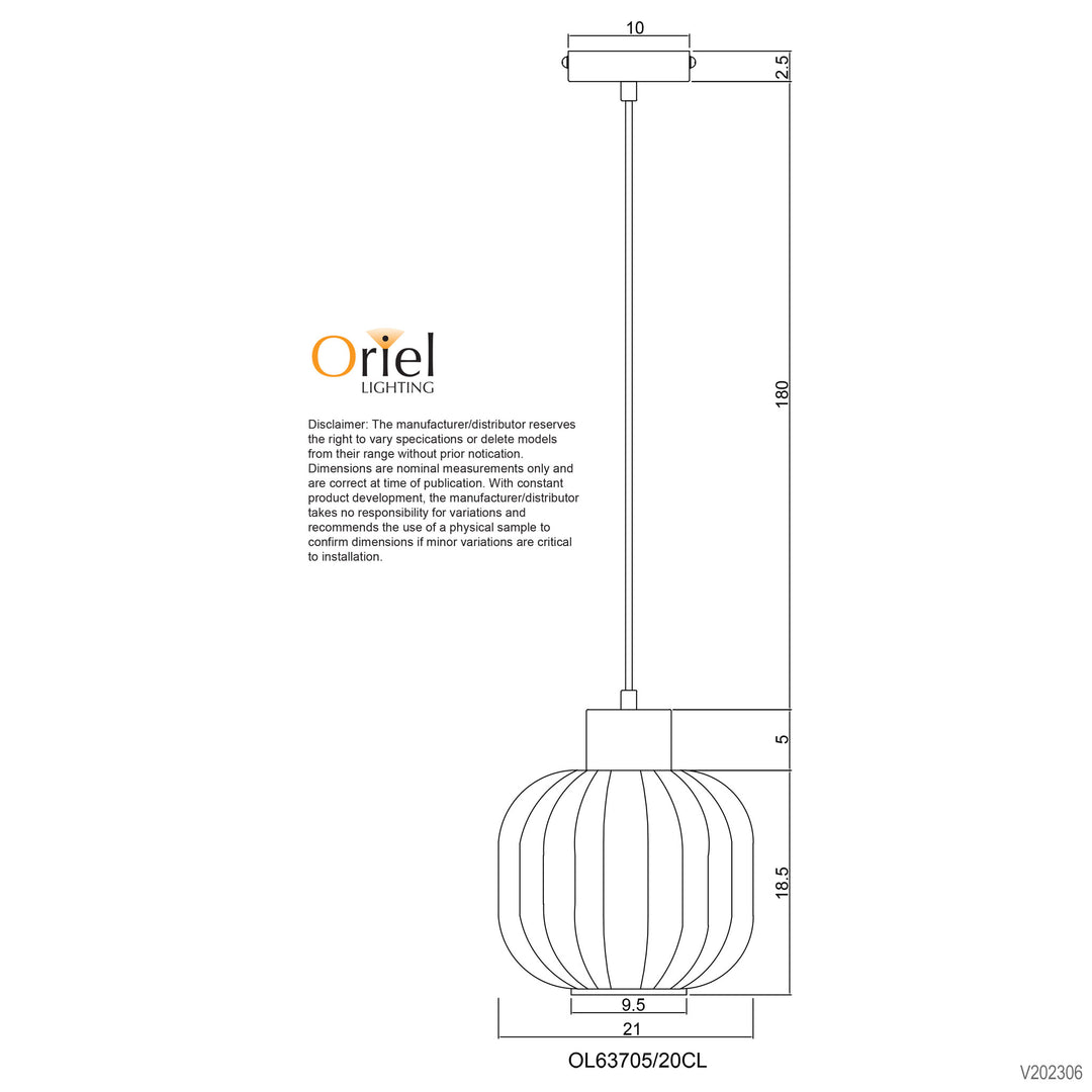 MILLER.200 Ribbed Glass Pendant Pendant