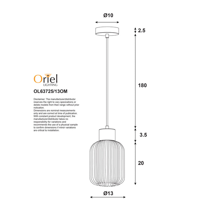 BOLLI Real Timber & Opal Glass Pendant Pendant