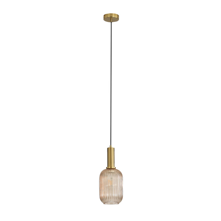 LUXE.130 Ribbed Glass Pendant Amber Pendant