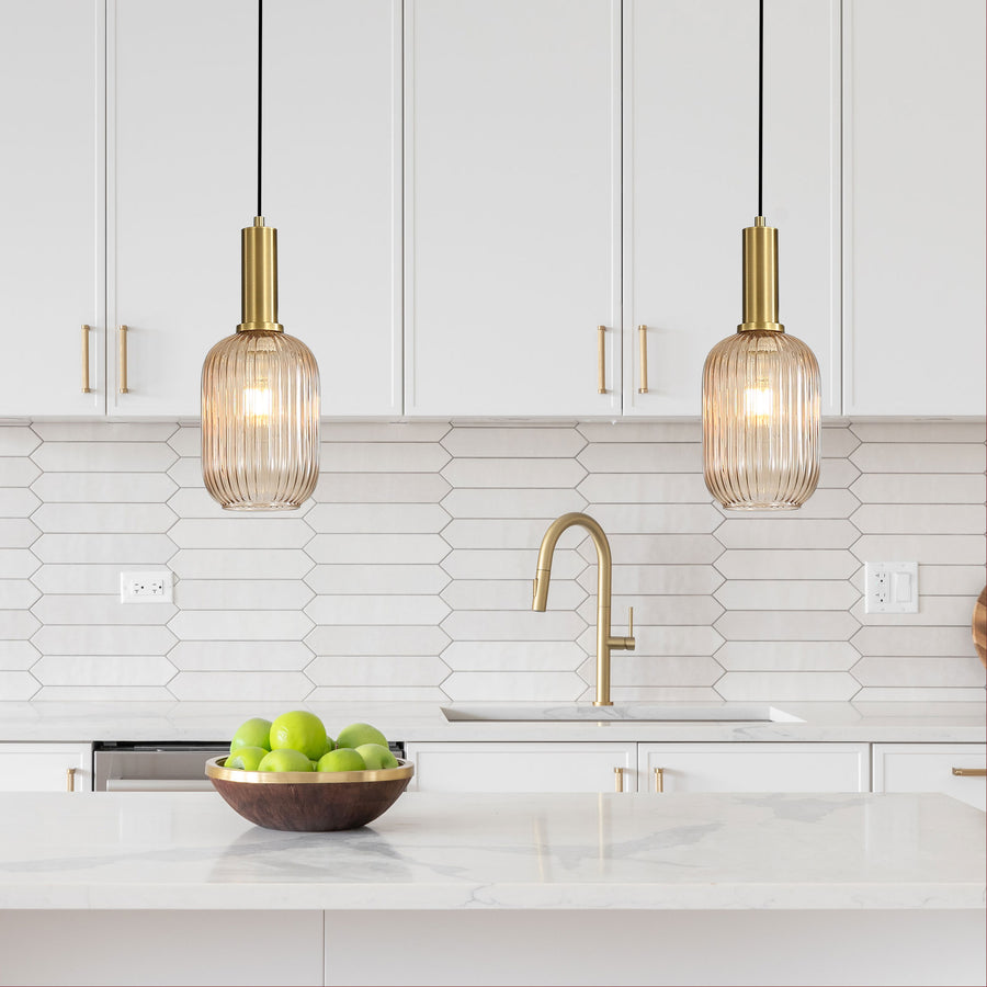 LUXE.130 Ribbed Glass Pendant Pendant