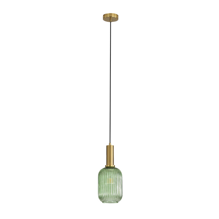 LUXE.130 Ribbed Glass Pendant Green Pendant