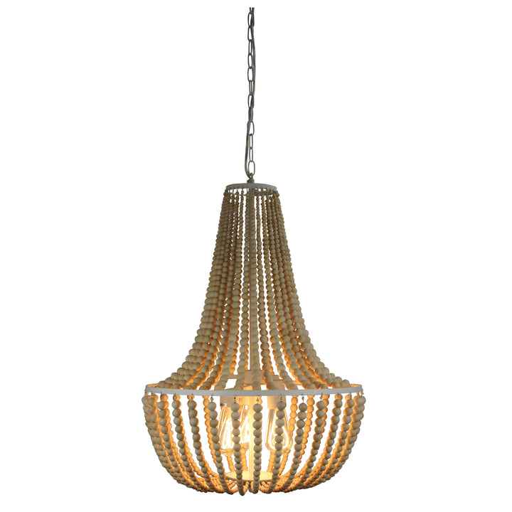 Cascara Natural Wooden Beaded Pendant Cascara 3 light Pendant