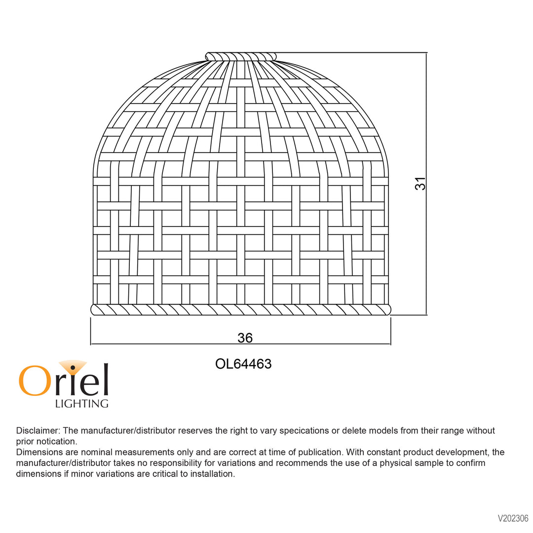 BATUR Hand Woven Cane Shade Only Pendant