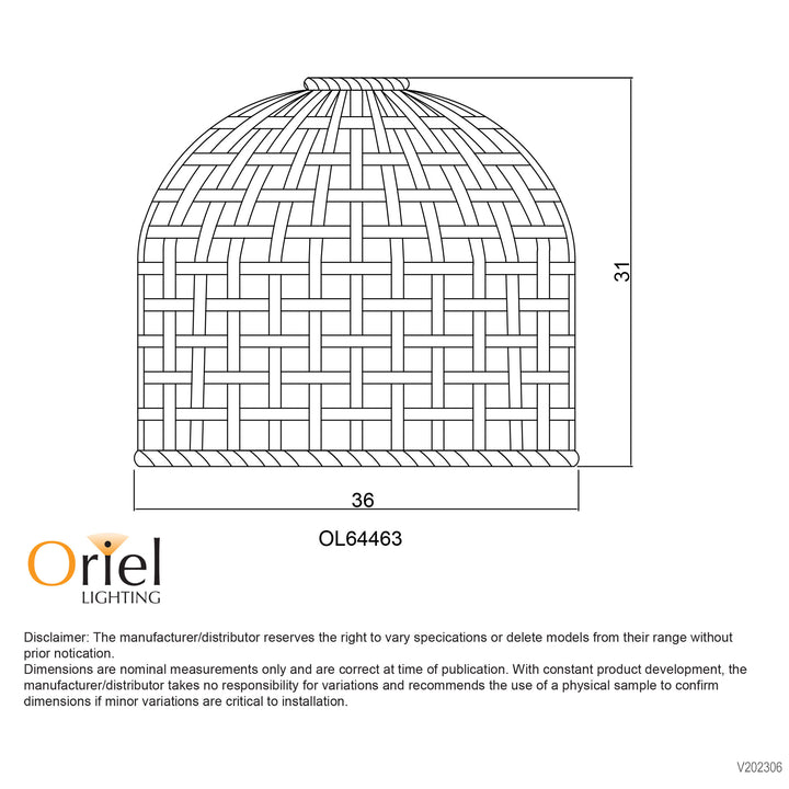 BATUR Hand Woven Cane Shade Only Pendant