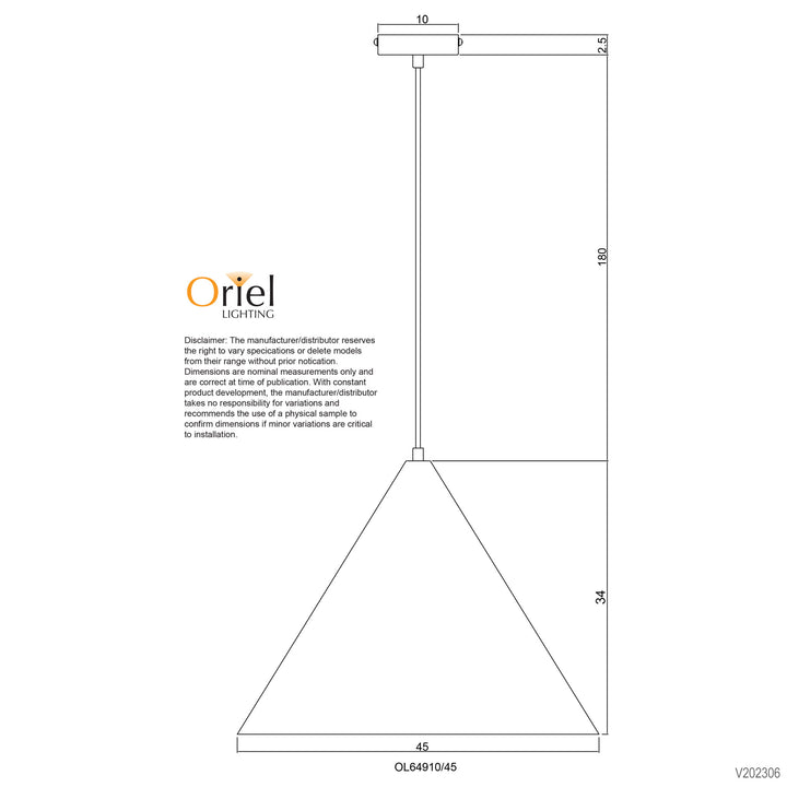 CONIC.45 Stylish Conical Black Pendant Pendant