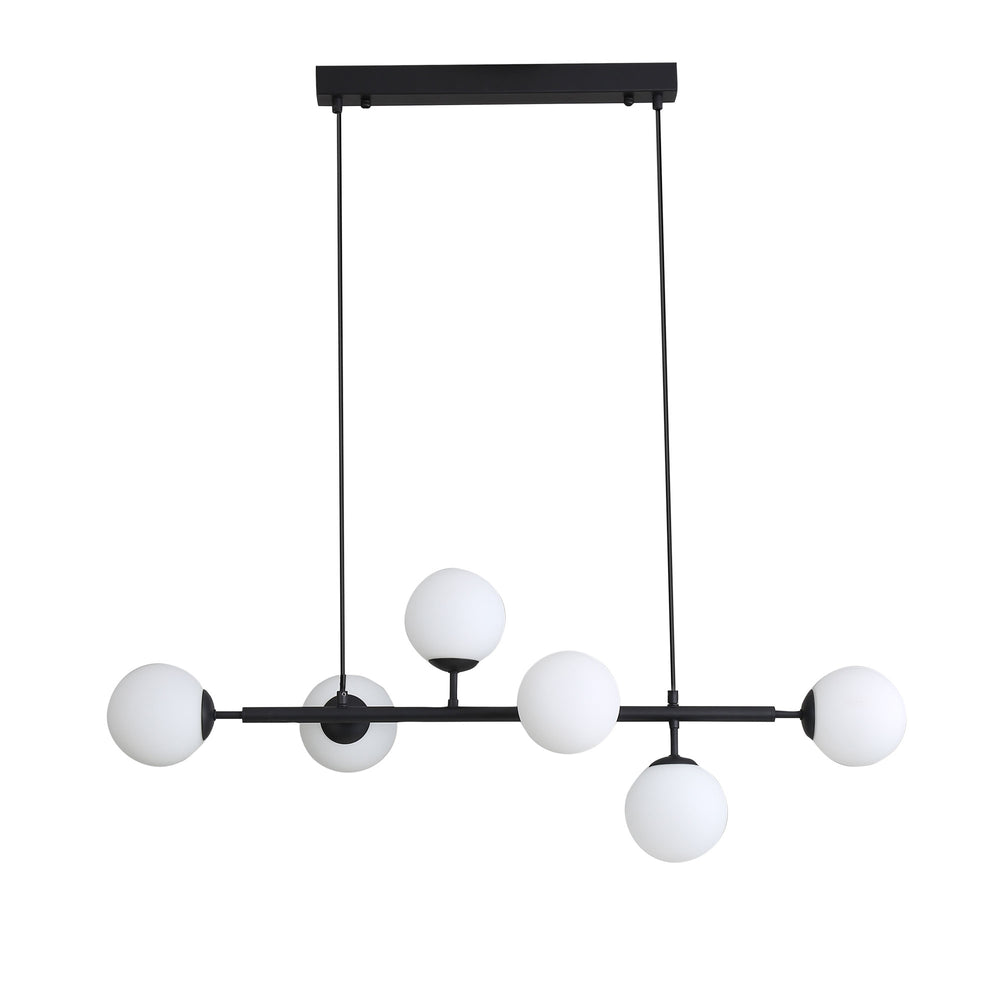 EVA.6 -6 Light Opal Glass Pendant Black Pendant