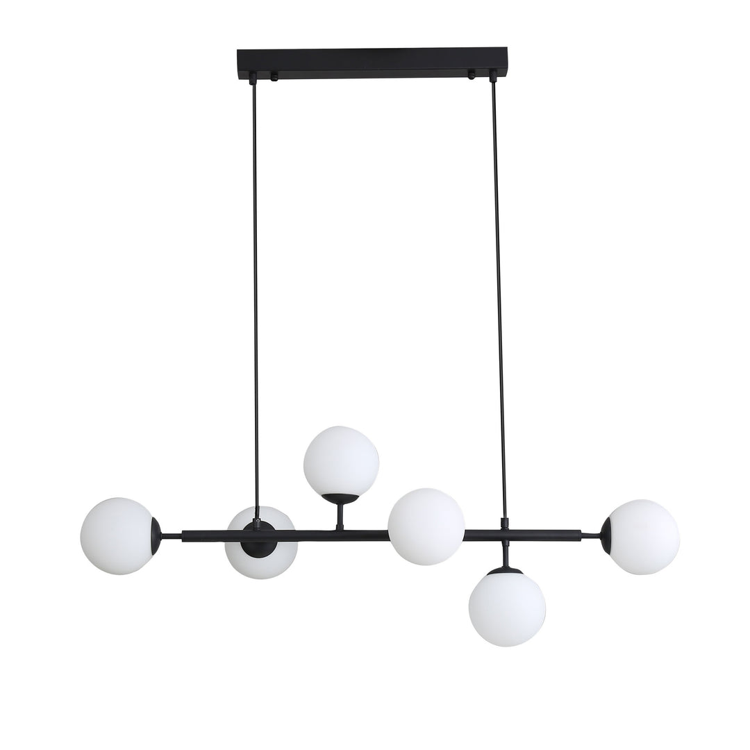 EVA.6 -6 Light Opal Glass Pendant Black Pendant
