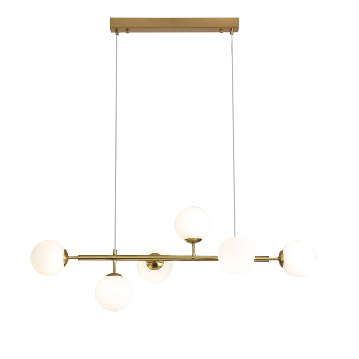 EVA.6 -6 Light Opal Glass Pendant Satin Brass Pendant
