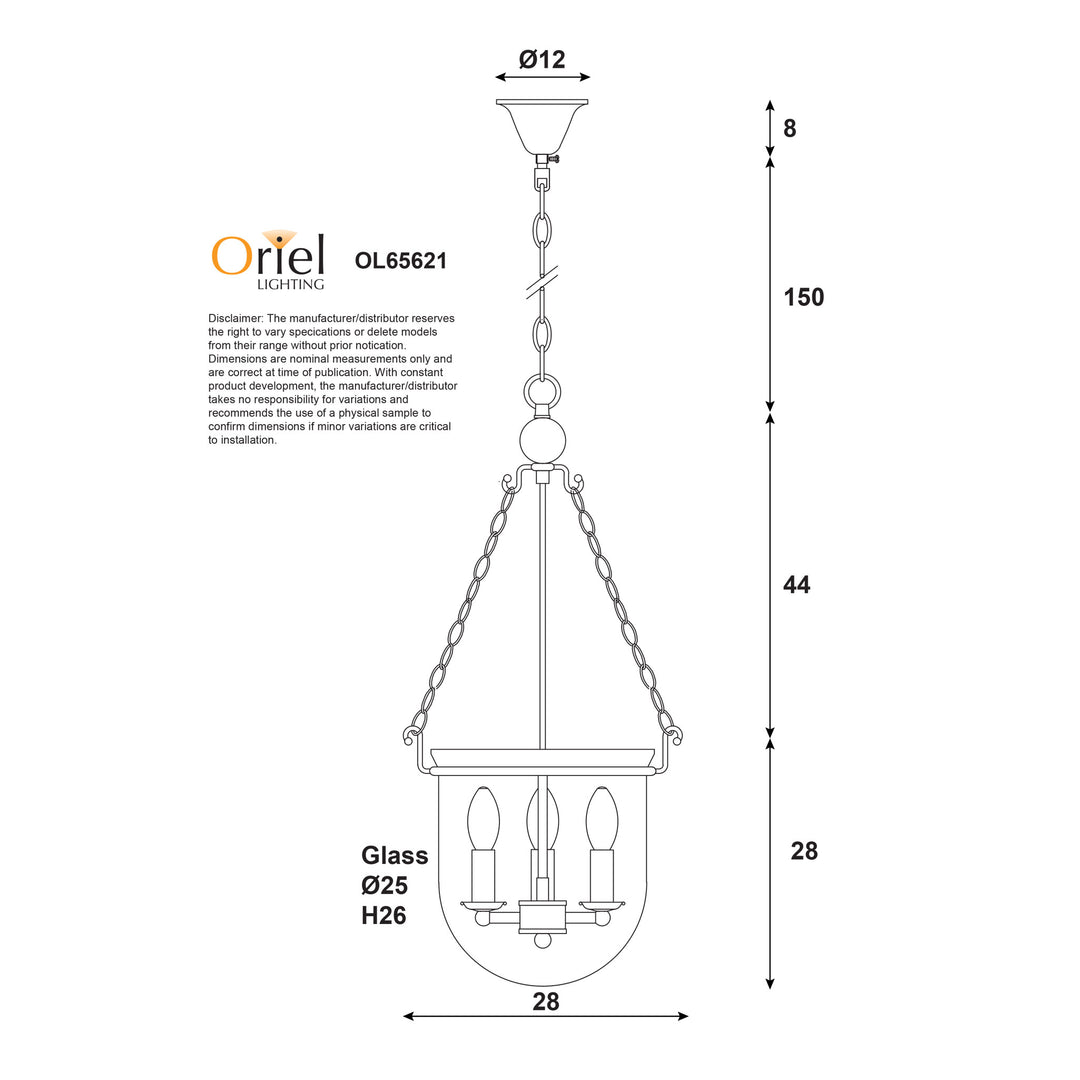 WESTON Traditional Glass Pendant Pendant