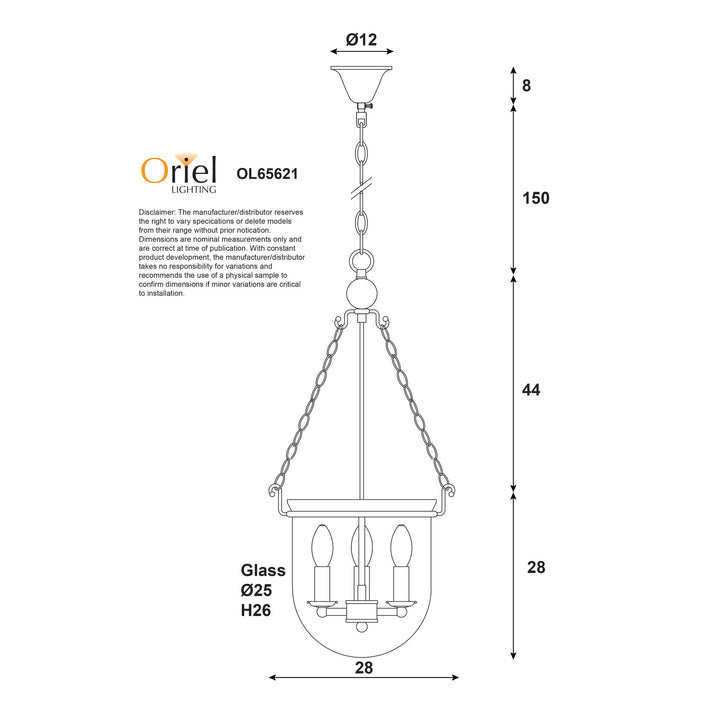 WESTON Traditional Glass Pendant Pendant