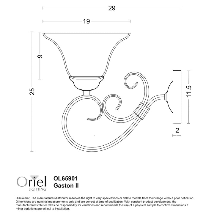 GASTON II WALL LIGHT Black Traditional Frost wall light WALL LIGHT
