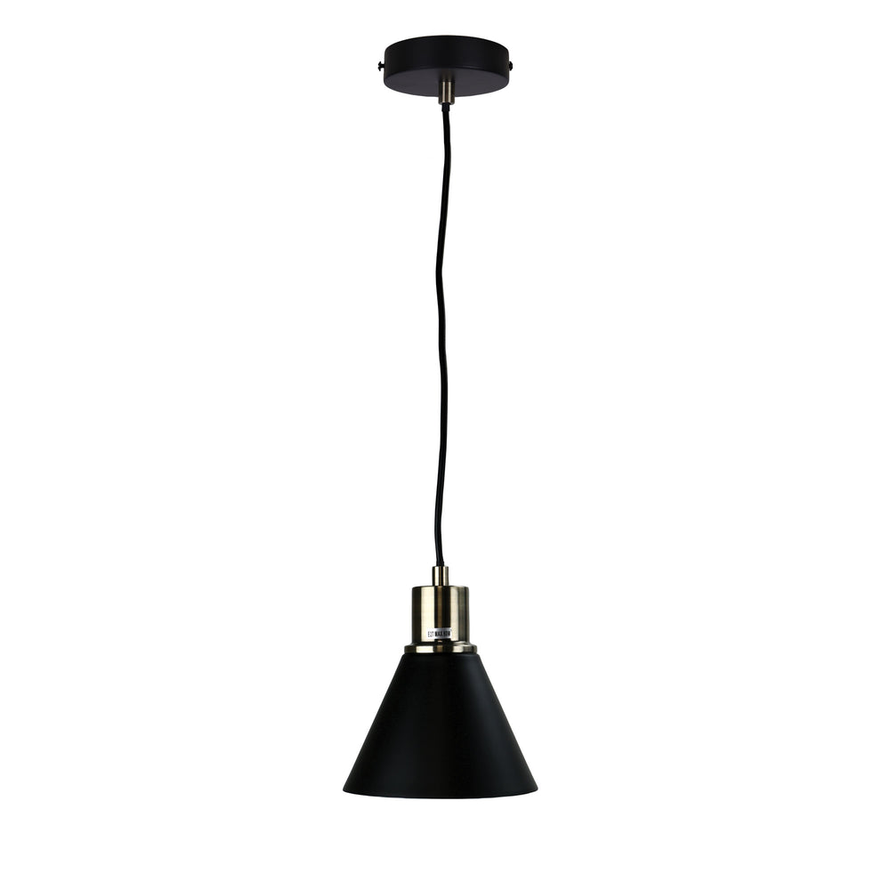 COMO Single Pendant Black and Antique Brass Pendant