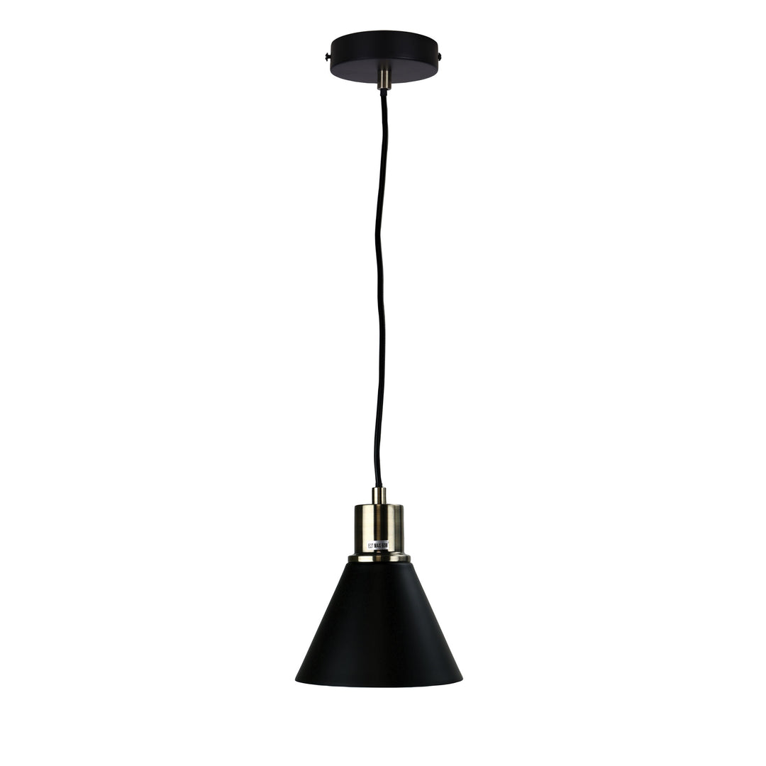 COMO Single Pendant Black and Antique Brass Pendant