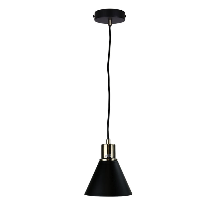 COMO Single Pendant Black and Antique Brass Pendant