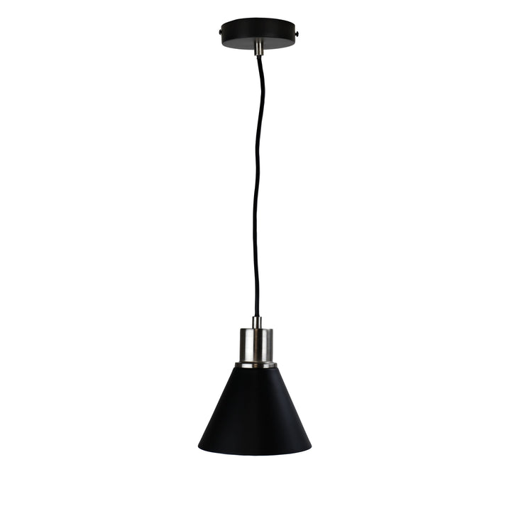 COMO Single Pendant Black and Brushed Chrome Pendant