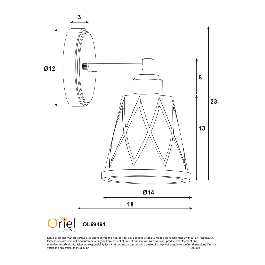 DRAM WALL LIGHT Vintage Cut Glass Wall Light WALL LIGHT
