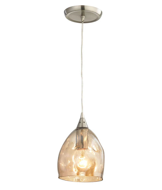 ORDITO: Abstract Chrome With Glass Ellipse Pendant Lights Champagne Pendant