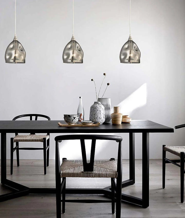ORDITO: Abstract Chrome With Glass Ellipse Pendant Lights Pendant